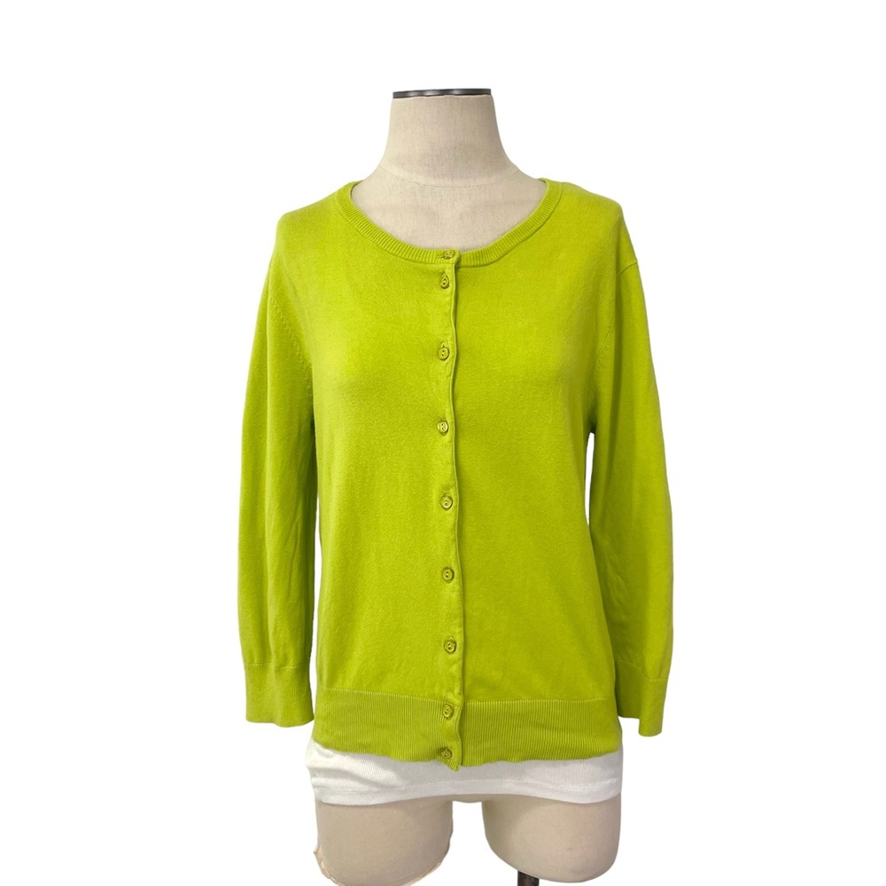 Cable & Gauge- Chartreuse Button Down Cardigan Size Large.